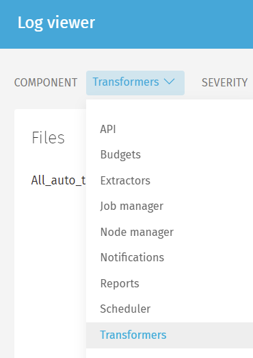 List of components in the Logviewer